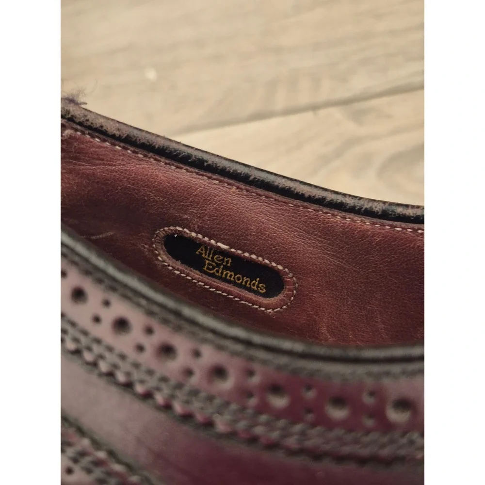 Allen Edmonds MacNeil Burgundy Leather Longwing Brogue Blucher‎ Dress Shoes 13 A